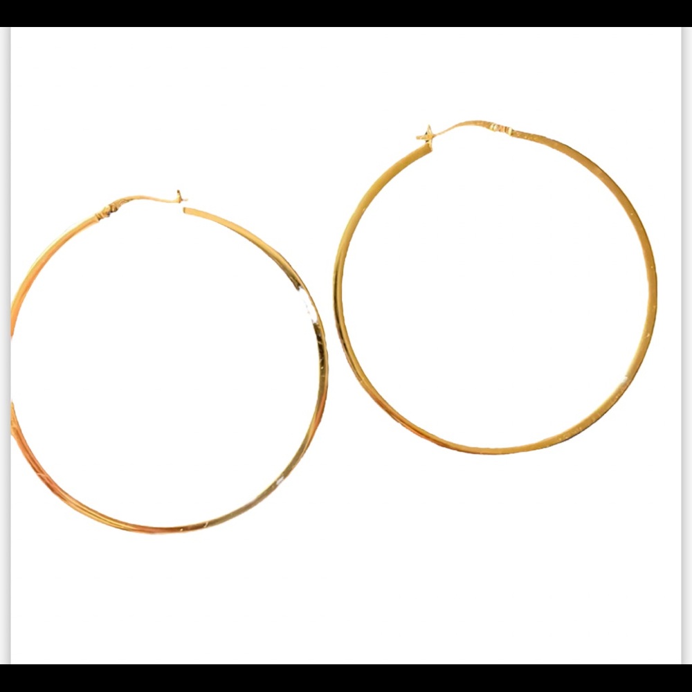 Lovely large 925 sterling Gold Tone Hoop Earrings